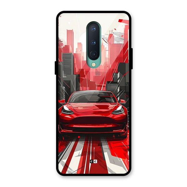 Red And Black Car Glass Back Case for OnePlus 8