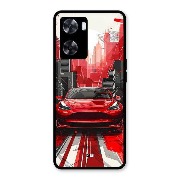 Red And Black Car Glass Back Case for Oppo A77