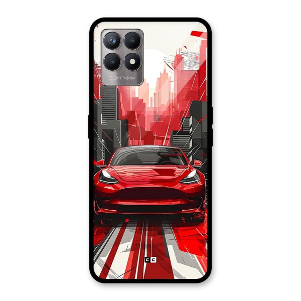 Red And Black Car Glass Back Case for Realme 8i