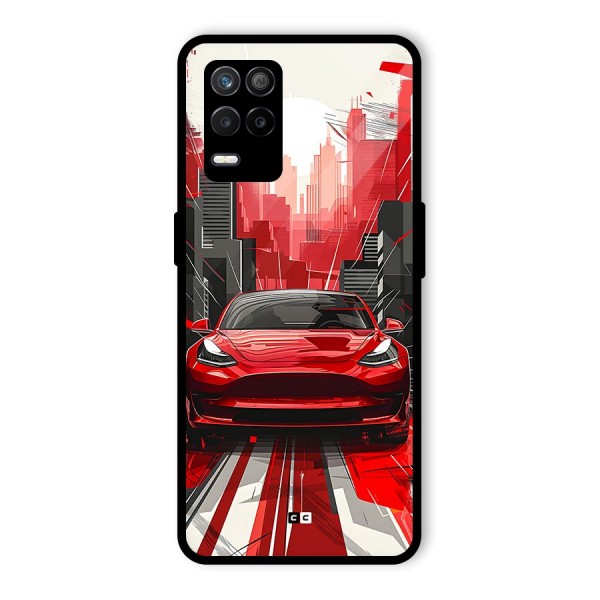 Red And Black Car Glass Back Case for Realme 8s 5G