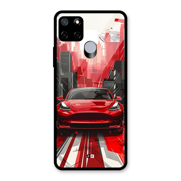 Red And Black Car Glass Back Case for Realme C12