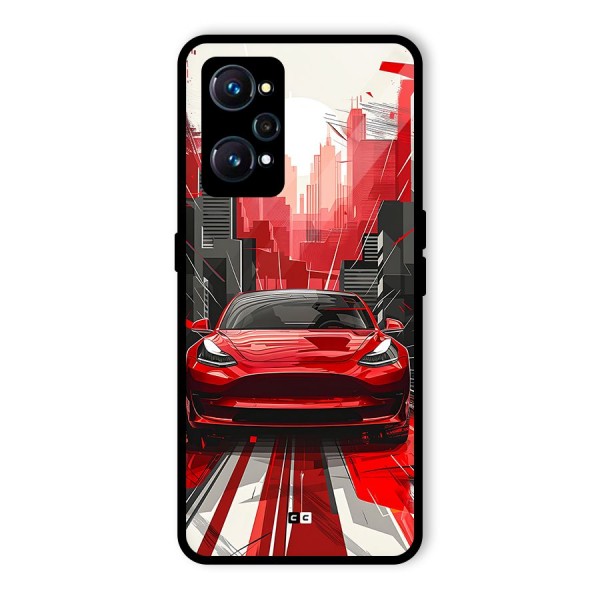 Red And Black Car Glass Back Case for Realme GT 2