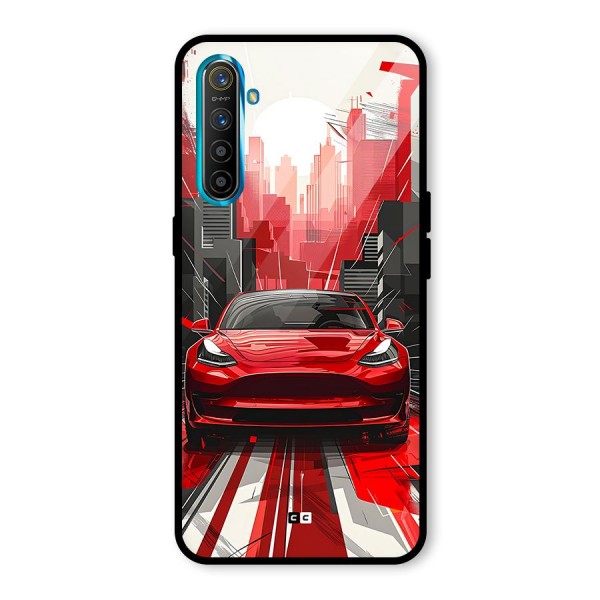 Red And Black Car Glass Back Case for Realme X2