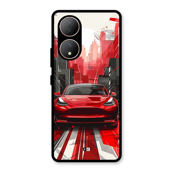 Red And Black Car Glass Back Case for Vivo T2