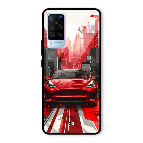 Red And Black Car Glass Back Case for Vivo X60