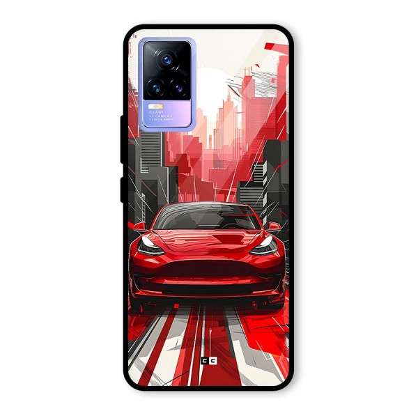 Red And Black Car Glass Back Case for Vivo Y73