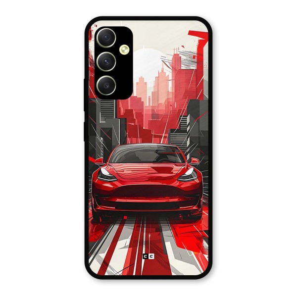 Red And Black Car Metal Back Case for Galaxy A34