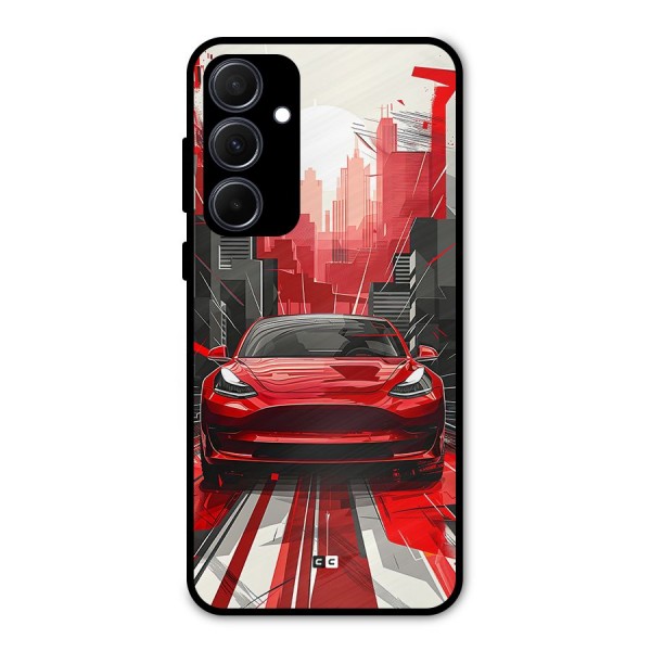 Red And Black Car Metal Back Case for Galaxy A35