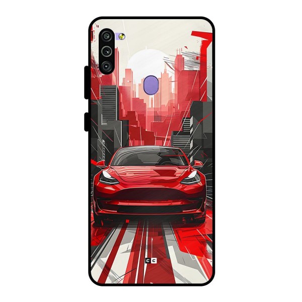 Red And Black Car Metal Back Case for Galaxy M11