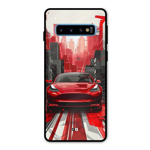 Red And Black Car Metal Back Case for Galaxy S10