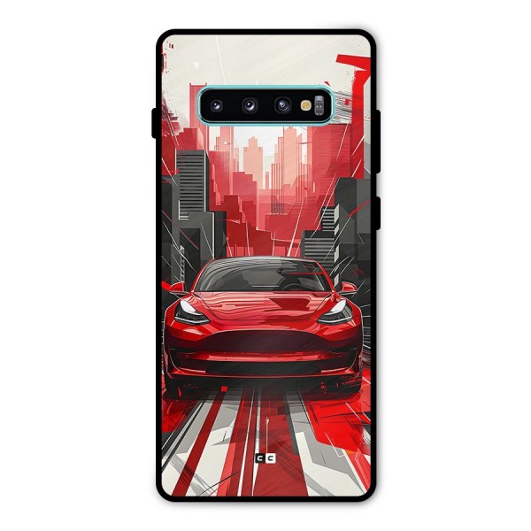 Red And Black Car Metal Back Case for Galaxy S10 Plus