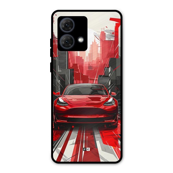 Red And Black Car Metal Back Case for Moto G84