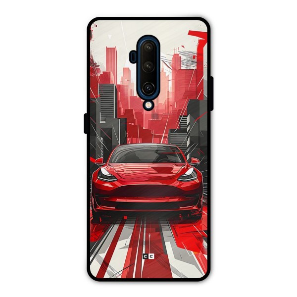 Red And Black Car Metal Back Case for OnePlus 7T Pro