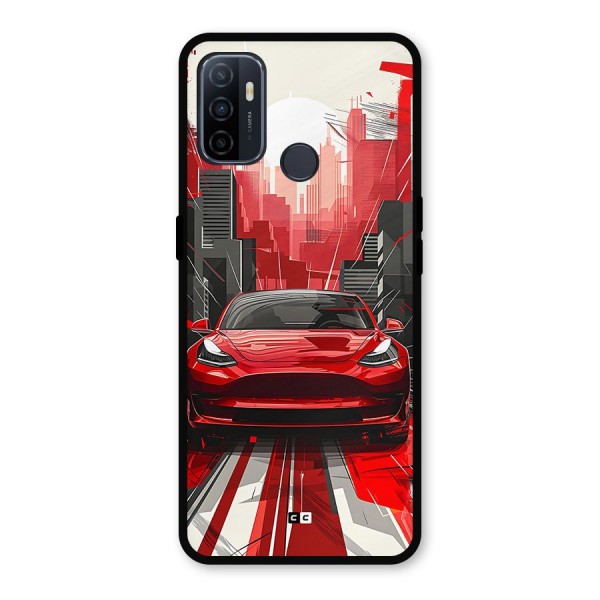 Red And Black Car Metal Back Case for Oppo A53