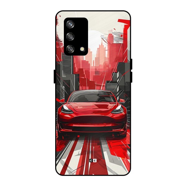 Red And Black Car Metal Back Case for Oppo F19