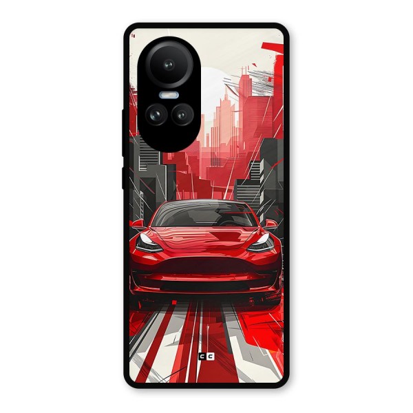 Red And Black Car Metal Back Case for Oppo Reno10