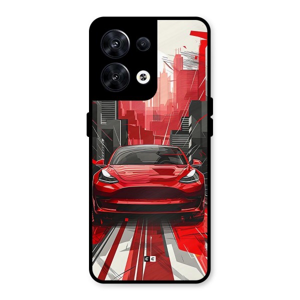 Red And Black Car Metal Back Case for Oppo Reno8 5G