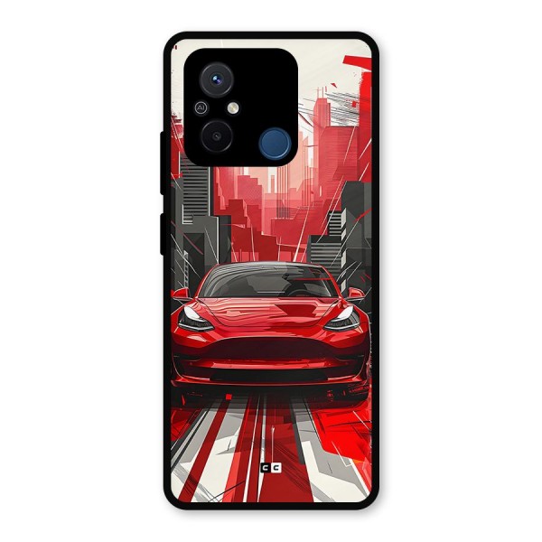 Red And Black Car Metal Back Case for Poco C55