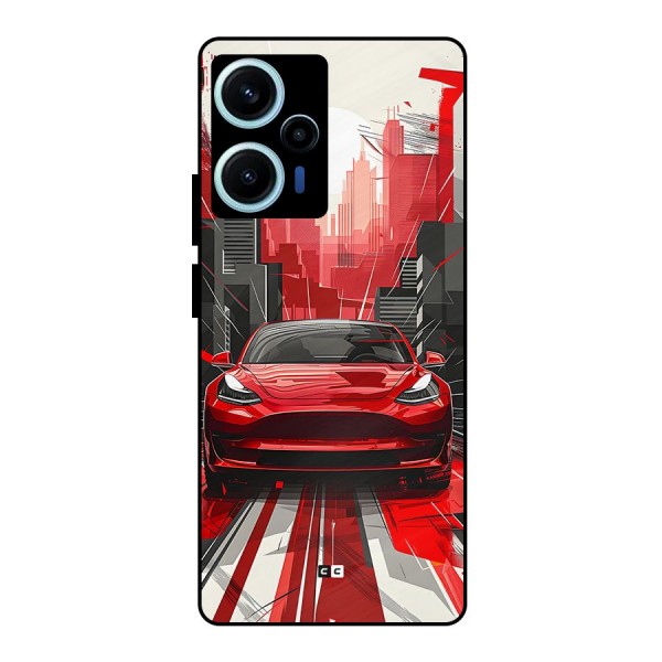 Red And Black Car Metal Back Case for Poco F5