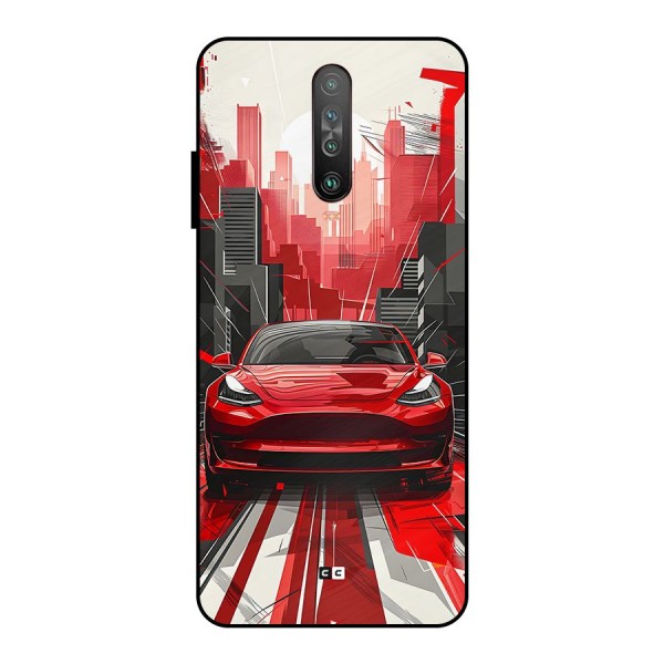 Red And Black Car Metal Back Case for Poco X2