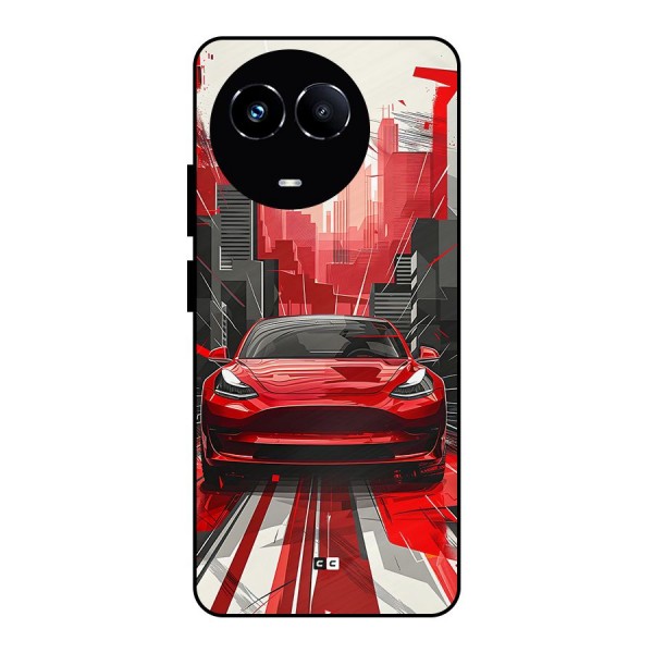 Red And Black Car Metal Back Case for Realme 11X