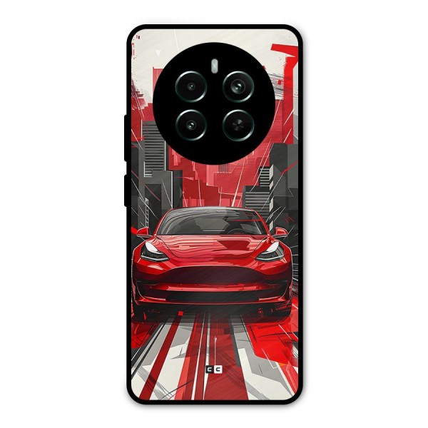 Red And Black Car Metal Back Case for Realme 12 Plus