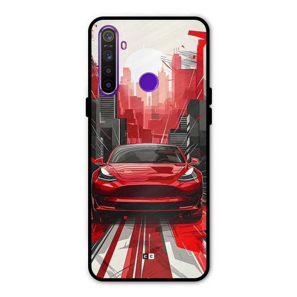 Red And Black Car Metal Back Case for Realme 5i