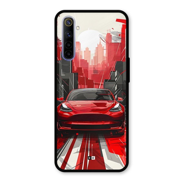 Red And Black Car Metal Back Case for Realme 6