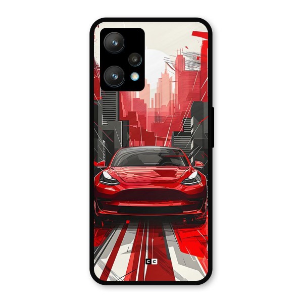 Red And Black Car Metal Back Case for Realme 9