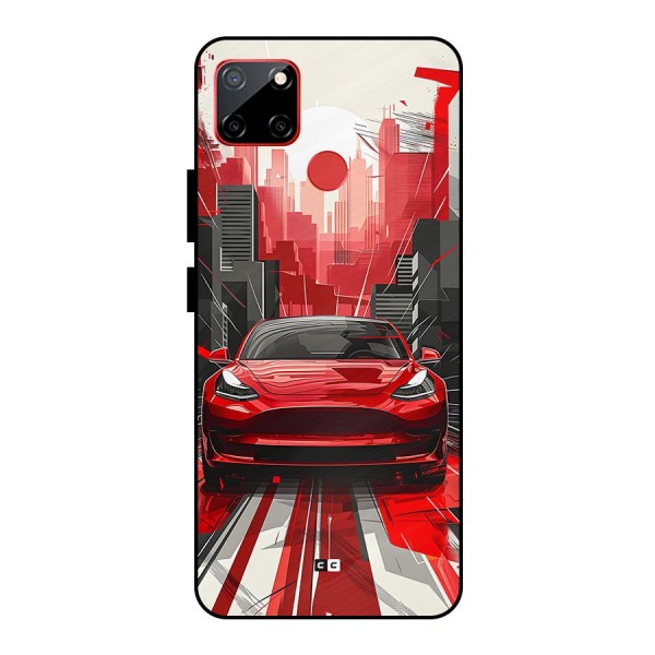 Red And Black Car Metal Back Case for Realme C12