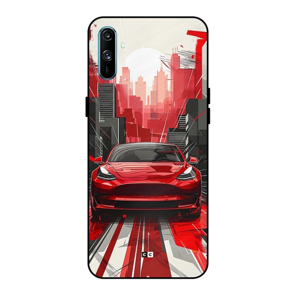 Red And Black Car Metal Back Case for Realme C3