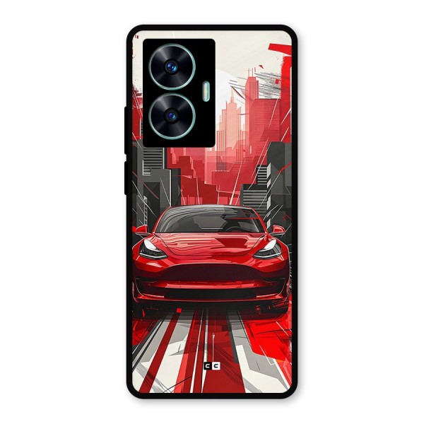 Red And Black Car Metal Back Case for Realme C55