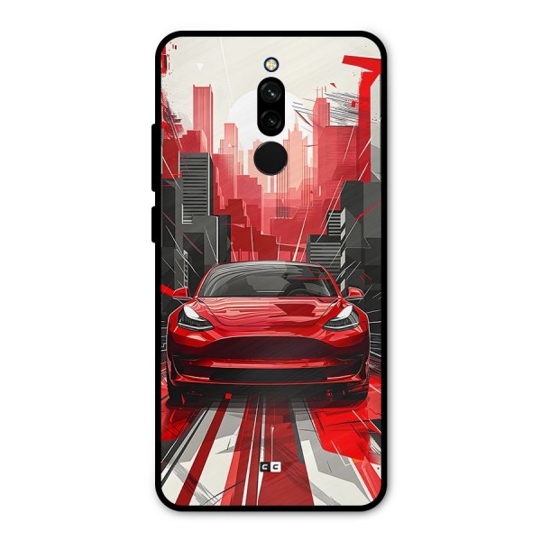 Red And Black Car Metal Back Case for Redmi 8