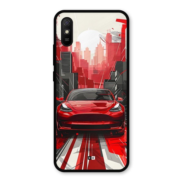 Red And Black Car Metal Back Case for Redmi 9i