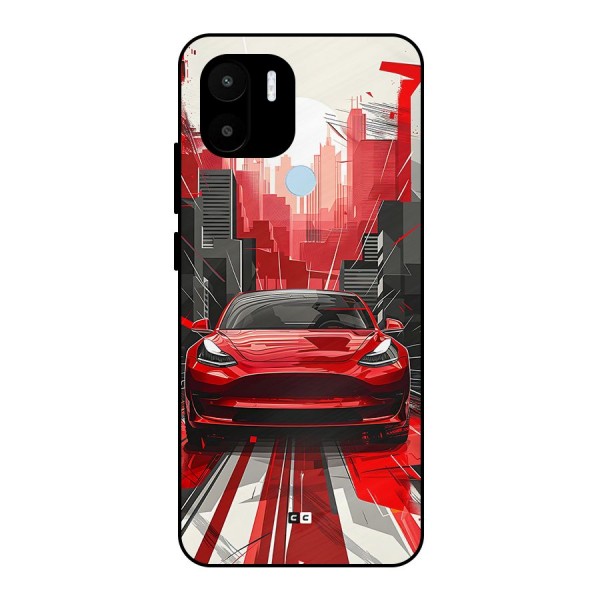 Red And Black Car Metal Back Case for Redmi A1 Plus