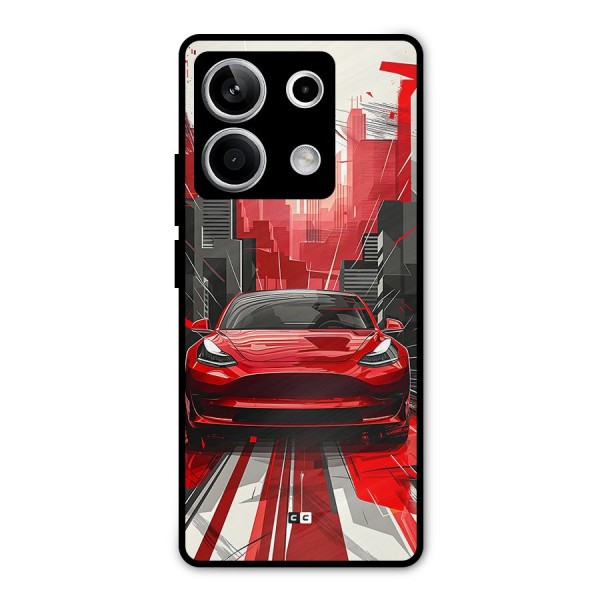 Red And Black Car Metal Back Case for Redmi Note 13 5G