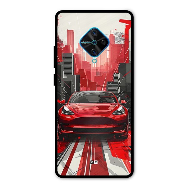Red And Black Car Metal Back Case for Vivo S1 Pro