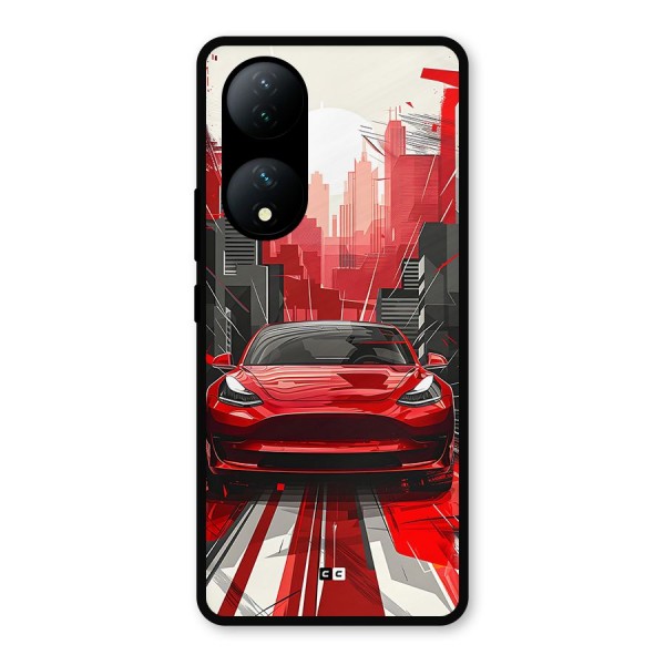 Red And Black Car Metal Back Case for Vivo T2
