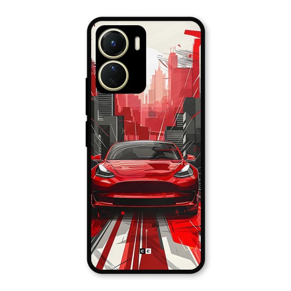 Red And Black Car Metal Back Case for Vivo T2x