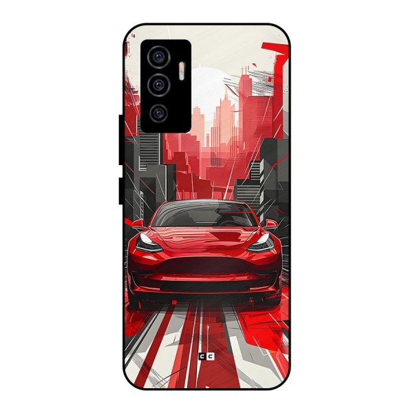 Red And Black Car Metal Back Case for Vivo V23e