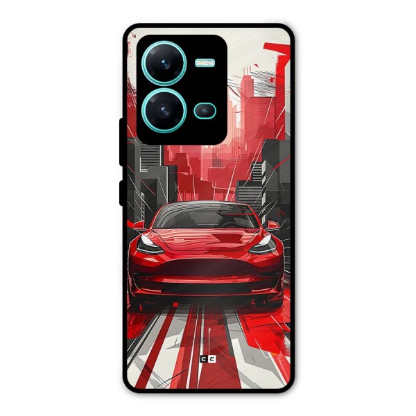 Red And Black Car Metal Back Case for Vivo V25