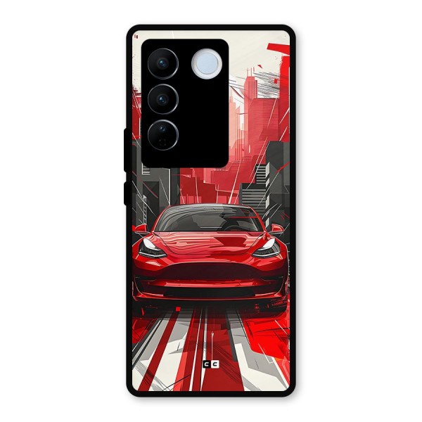 Red And Black Car Metal Back Case for Vivo V27