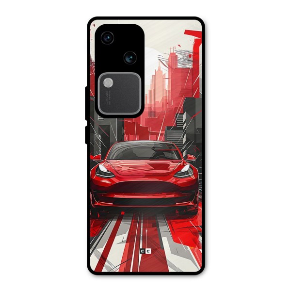 Red And Black Car Metal Back Case for Vivo V30