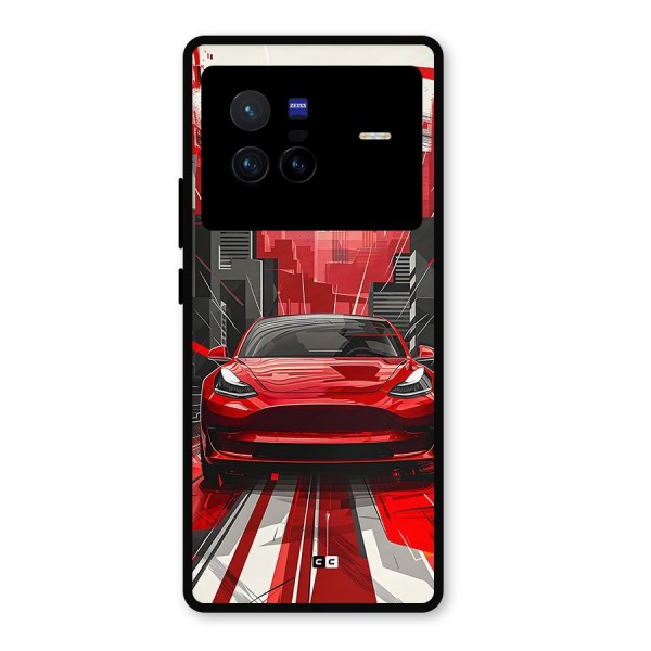 Red And Black Car Metal Back Case for Vivo X80