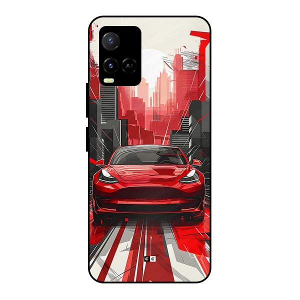 Red And Black Car Metal Back Case for Vivo Y21A