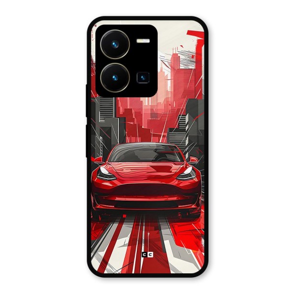 Red And Black Car Metal Back Case for Vivo Y35