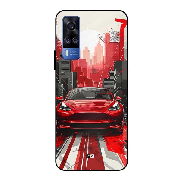 Red And Black Car Metal Back Case for Vivo Y51