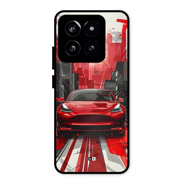 Red And Black Car Metal Back Case for Xiaomi 14