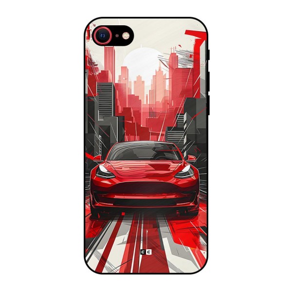 Red And Black Car Metal Back Case for iPhone 7