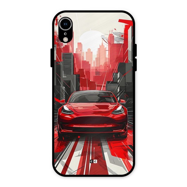 Red And Black Car Metal Back Case for iPhone XR